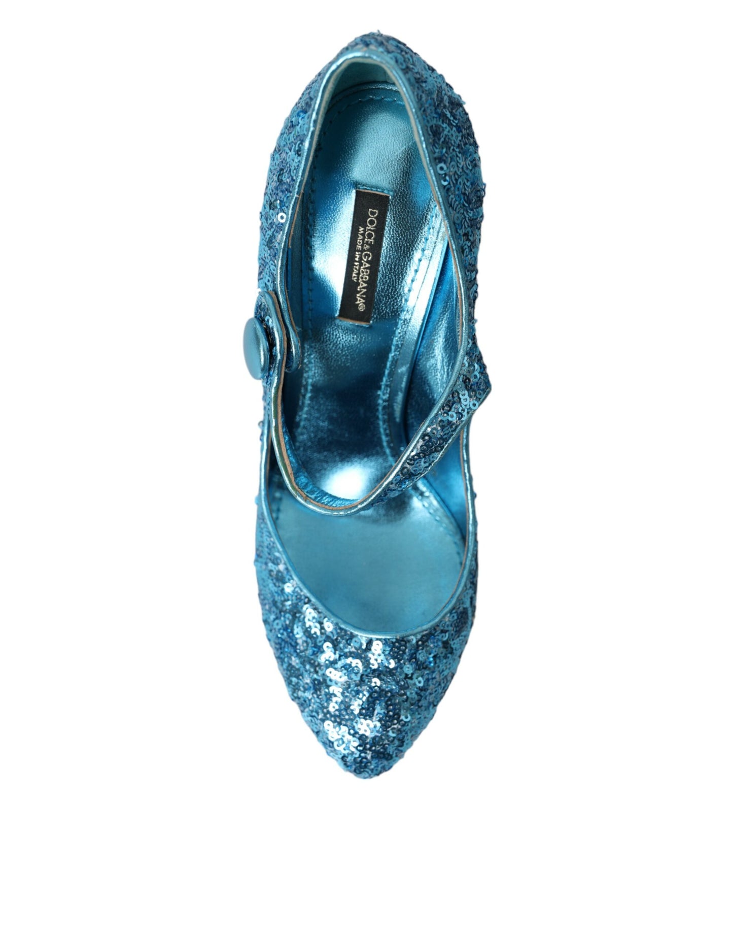 Dolce &amp; Gabbana Blaue Pailletten Mary Jane Pumps High Heels Schuhe