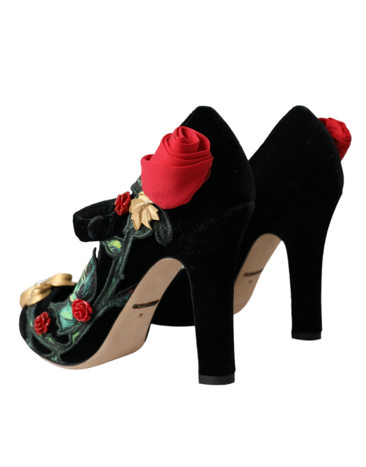 Dolce &amp; Gabbana – Mary-Jane-Schuhe mit schwarzer Rosen-Kristallbrosche