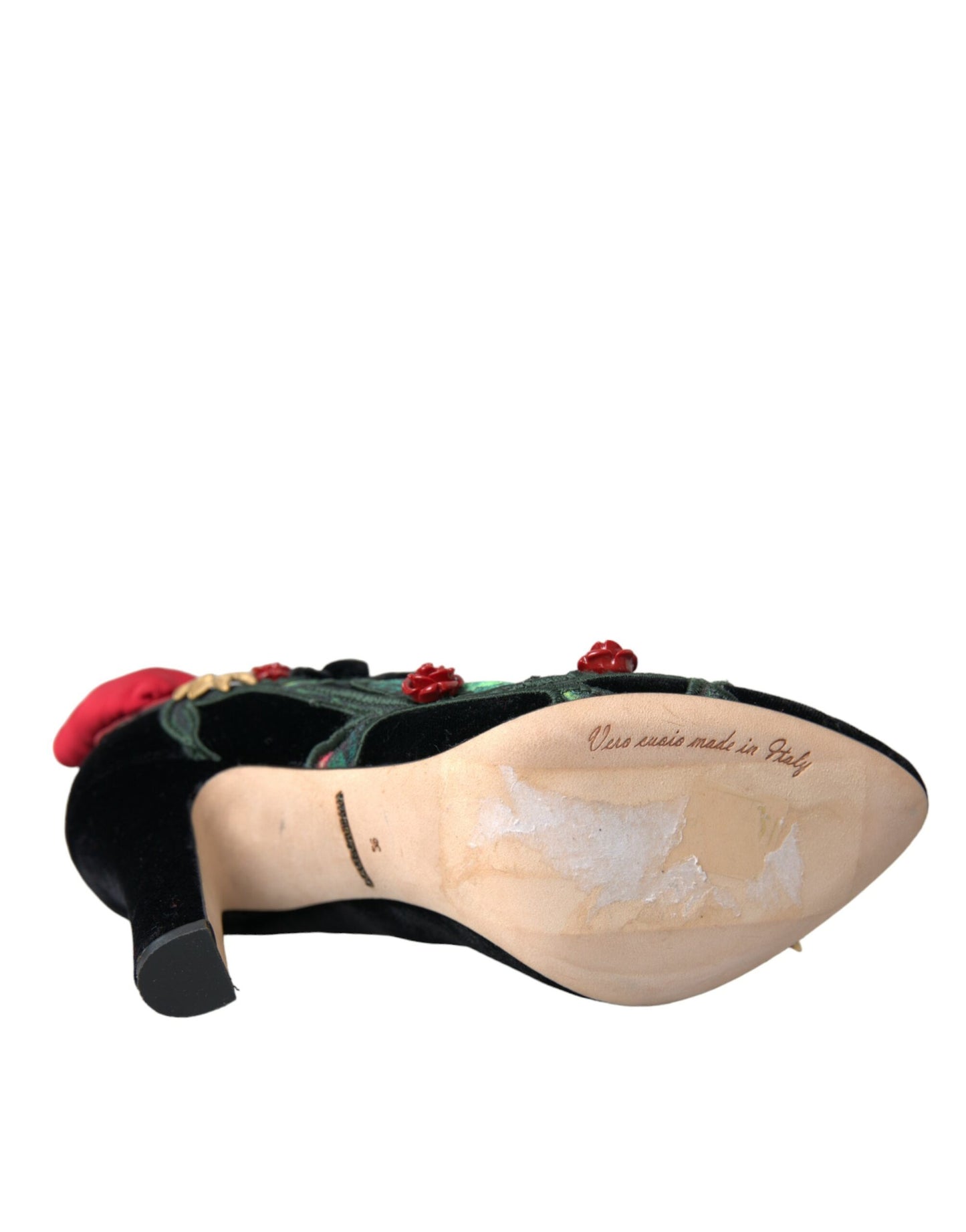 Dolce &amp; Gabbana – Mary-Jane-Schuhe mit schwarzer Rosen-Kristallbrosche