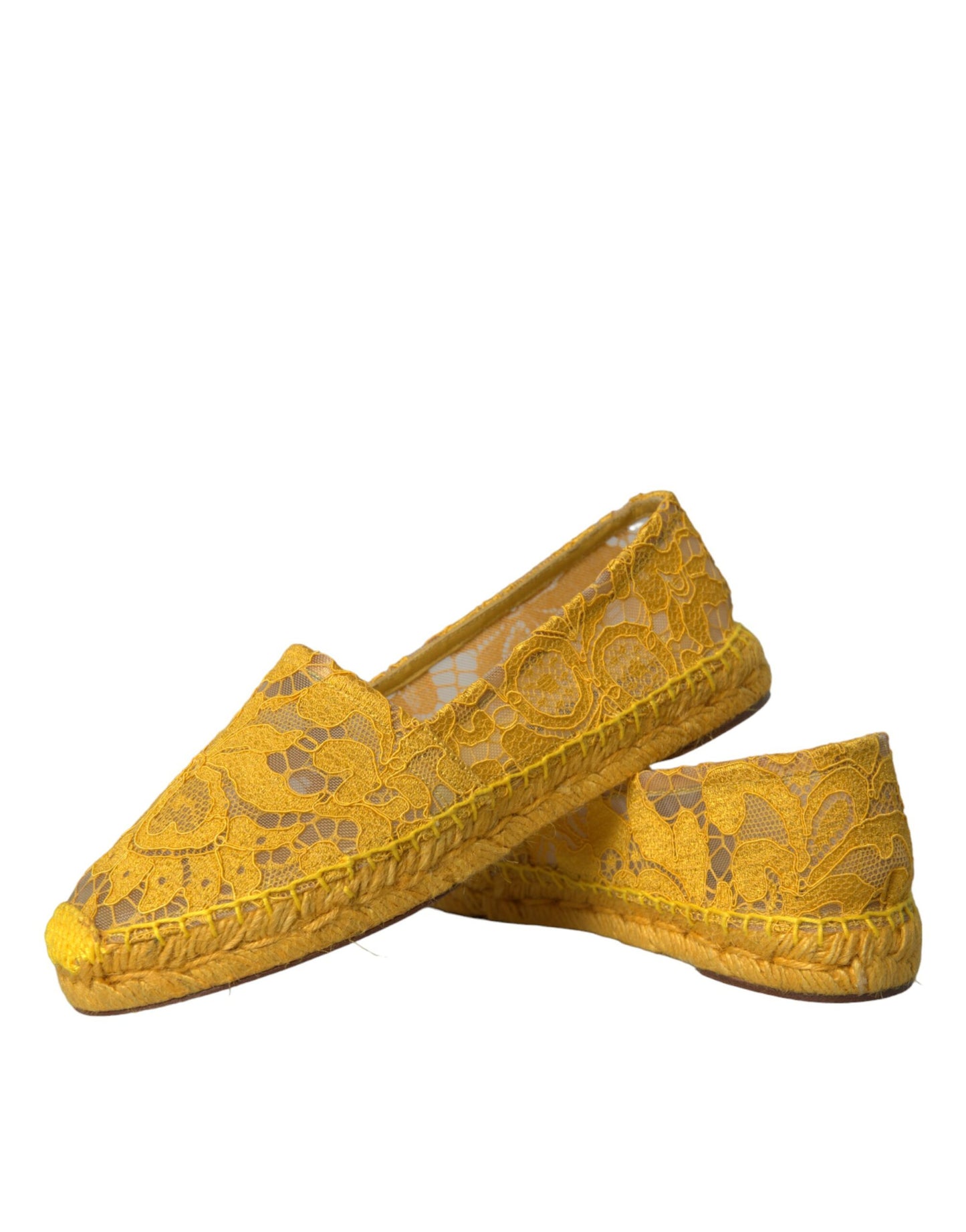 Dolce &amp; Gabbana Gelbe Taormina-Espadrille-Loafer mit Spitze