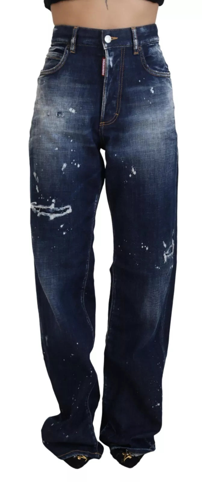 Dsquared² Blaue Jeans mit hoher Taille und zerfetztem Denim „San Diego“