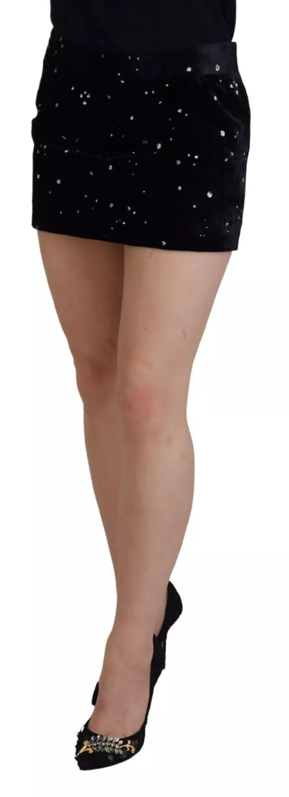 Dsquared² – Schwarzer, verzierter A-Linien-Minirock mit mittlerer Taille