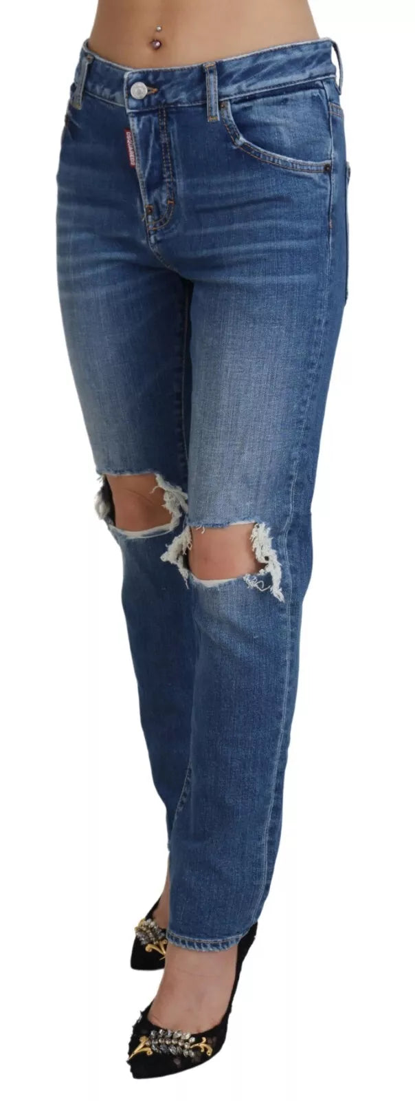 Dsquared² Cool Girl – Blaue Distressed-Jeans mit mittelhohem Bund