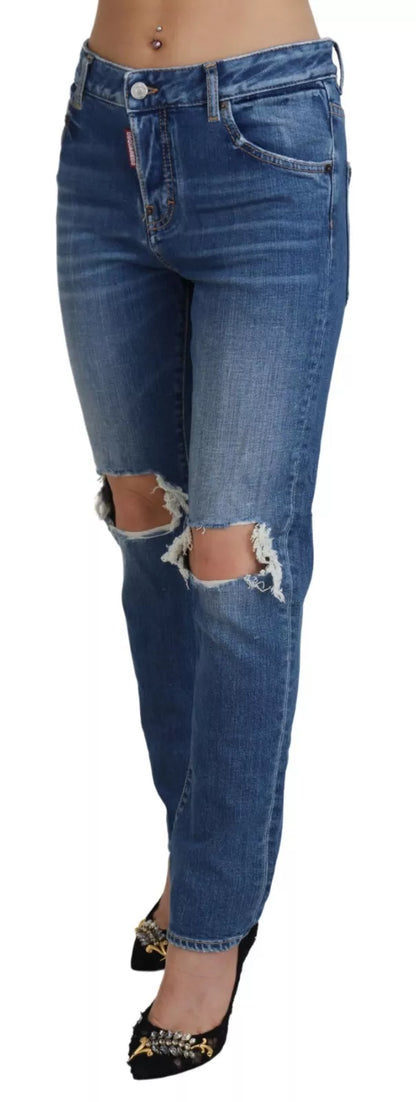 Dsquared² Cool Girl – Blaue Distressed-Jeans mit mittelhohem Bund