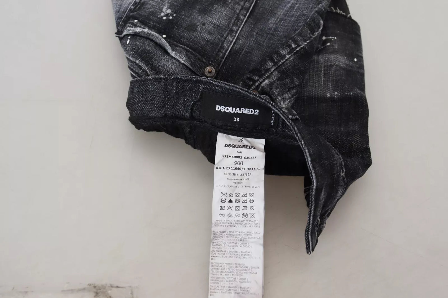 Dsquared² Schwarz karierter Jeans-Minirock in A-Linie mit hoher Taille
