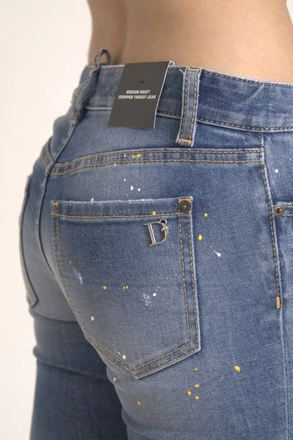 Dsquared² – Blaue, verkürzte Twiggy-Jeans mit mittlerer Taille