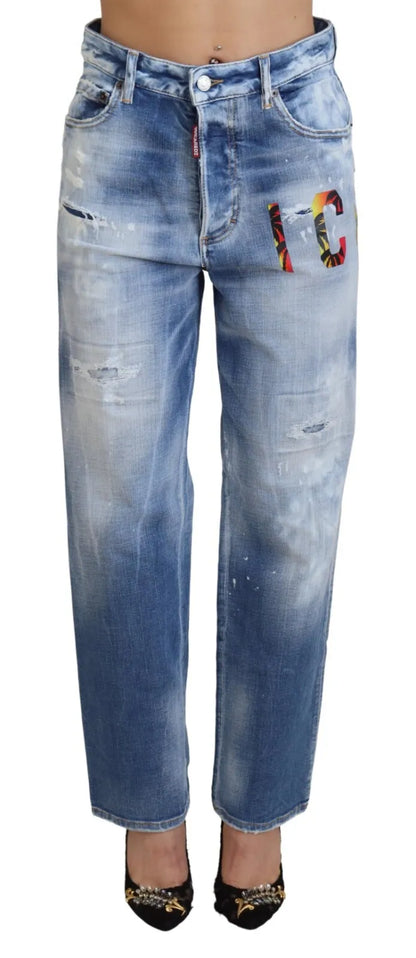 Dsquared² – Blaue Icon – Gerade Jeans aus Denim mit hoher Taille und Boston