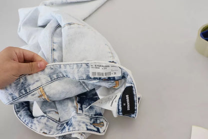 Dsquared² Hellblaue Jeans aus Baumwolle mit hoher Taille und geradem Schnitt