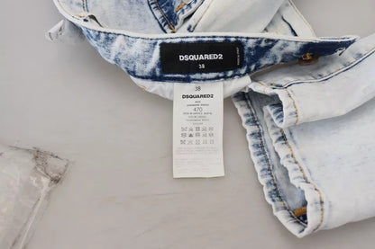 Dsquared² Hellblaue Jeans aus Baumwolle mit hoher Taille und geradem Schnitt