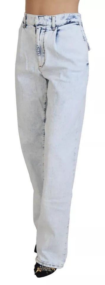 Dsquared² Hellblaue Jeans aus Baumwolle mit hoher Taille und geradem Schnitt