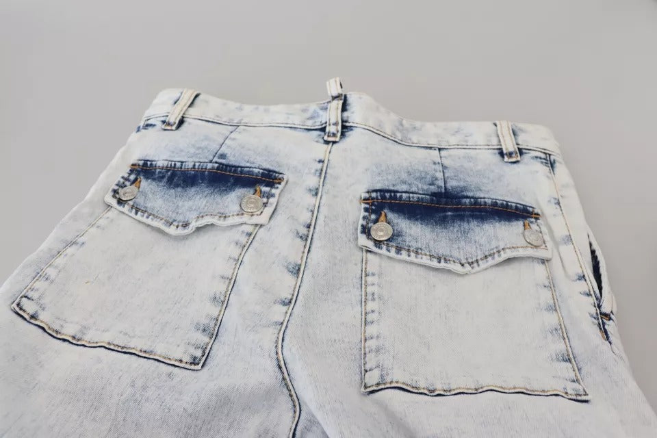 Dsquared² Hellblaue Jeans aus Baumwolle mit hoher Taille und geradem Schnitt