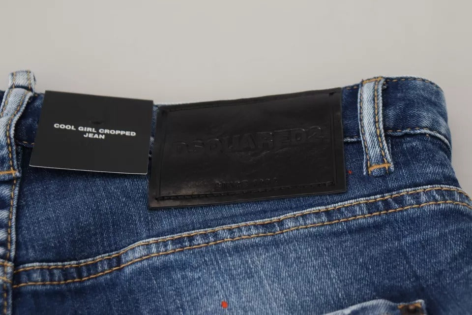 Dsquared² – Icon – Kurze Cool Girl-Jeans in Blau mit niedriger Taille