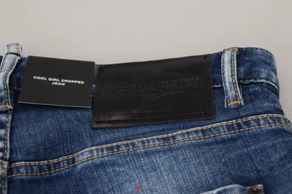 Dsquared² – Icon – Kurze Cool Girl-Jeans in Blau mit niedriger Taille