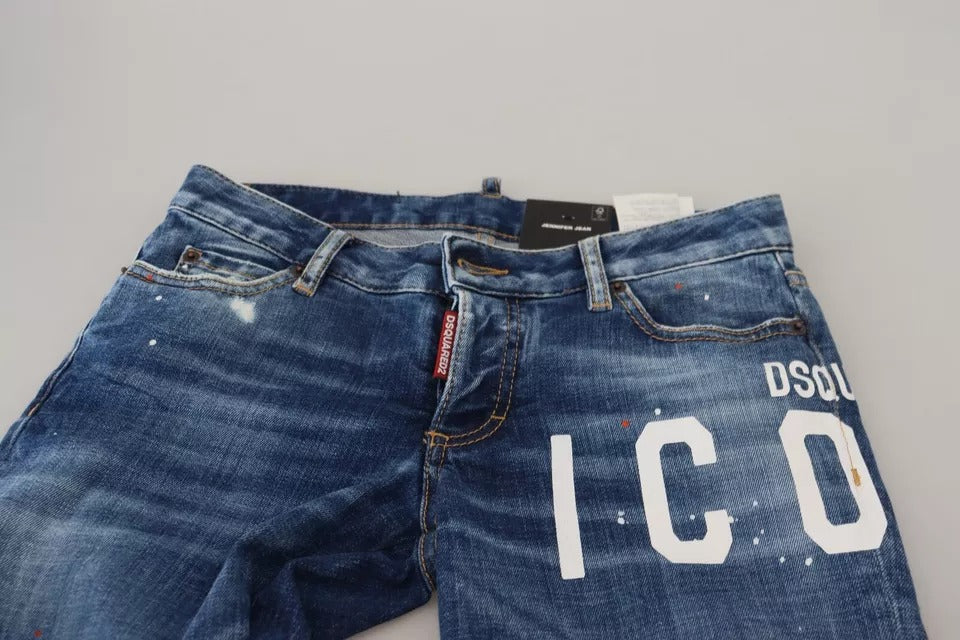 Dsquared² – Icon – Niedrig geschnittene Skinny-Jeans „Jennifer“ aus Denim in Blau