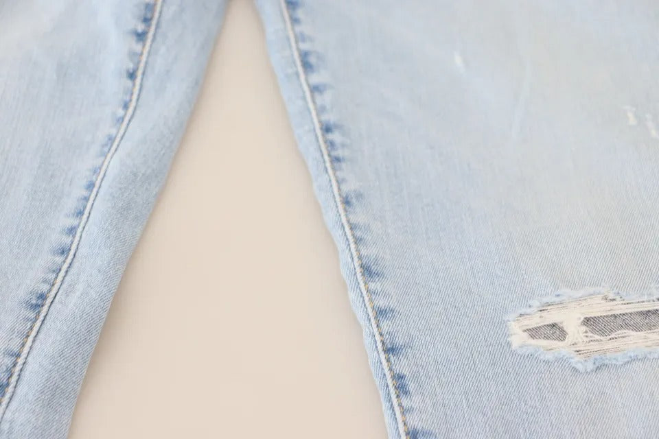 Dsquared² – Blaue, zerfetzte, verkürzte Twiggy-Jeans mit mittlerer Taille