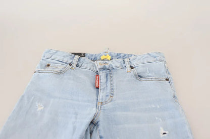 Dsquared² – Blaue, zerfetzte, verkürzte Twiggy-Jeans mit mittlerer Taille