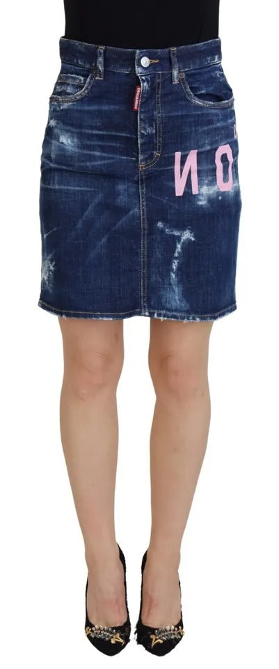 Dsquared² – Blauer Icon – Mini-Boston-Jeansrock aus Denim mit hoher Taille
