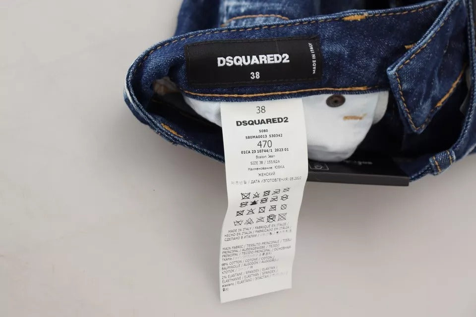 Dsquared² – Blauer Icon – Mini-Boston-Jeansrock aus Denim mit hoher Taille