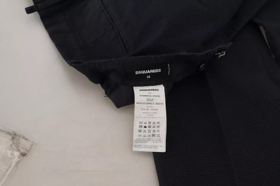 Dsquared² – Schwarze, karierte Hose mit hoher Taille und geradem Bein