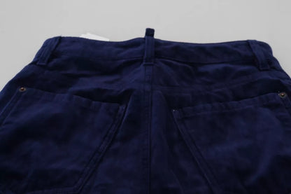 Dsquared² Blaue, hoch taillierte Boston-Fit-Hose aus Baumwolldenim mit Rüschen