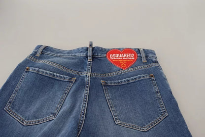 Dsquared² – Blaue, gerade Jeans im Used-Look mit hoher Taille