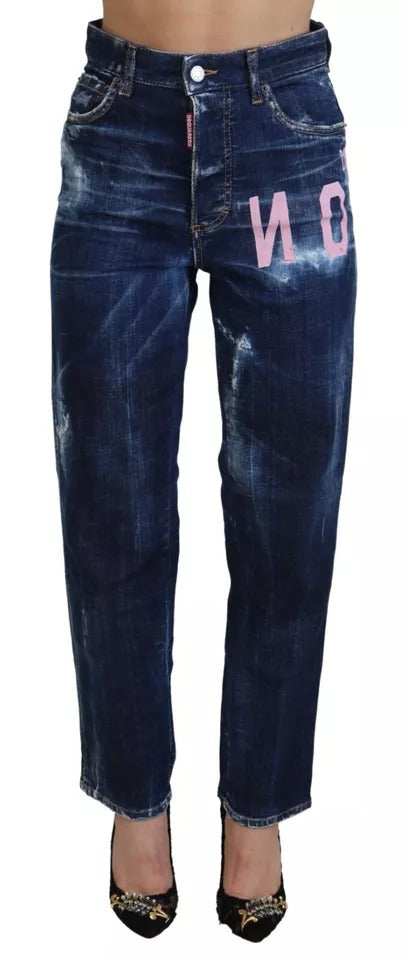 Dsquared² – Blaue Icon – Gerade geschnittene Boston-Jeans aus Denim mit hoher Taille