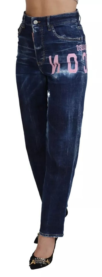 Dsquared² – Blaue Icon – Gerade geschnittene Boston-Jeans aus Denim mit hoher Taille