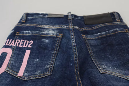 Dsquared² – Blaue Icon – Gerade geschnittene Boston-Jeans aus Denim mit hoher Taille