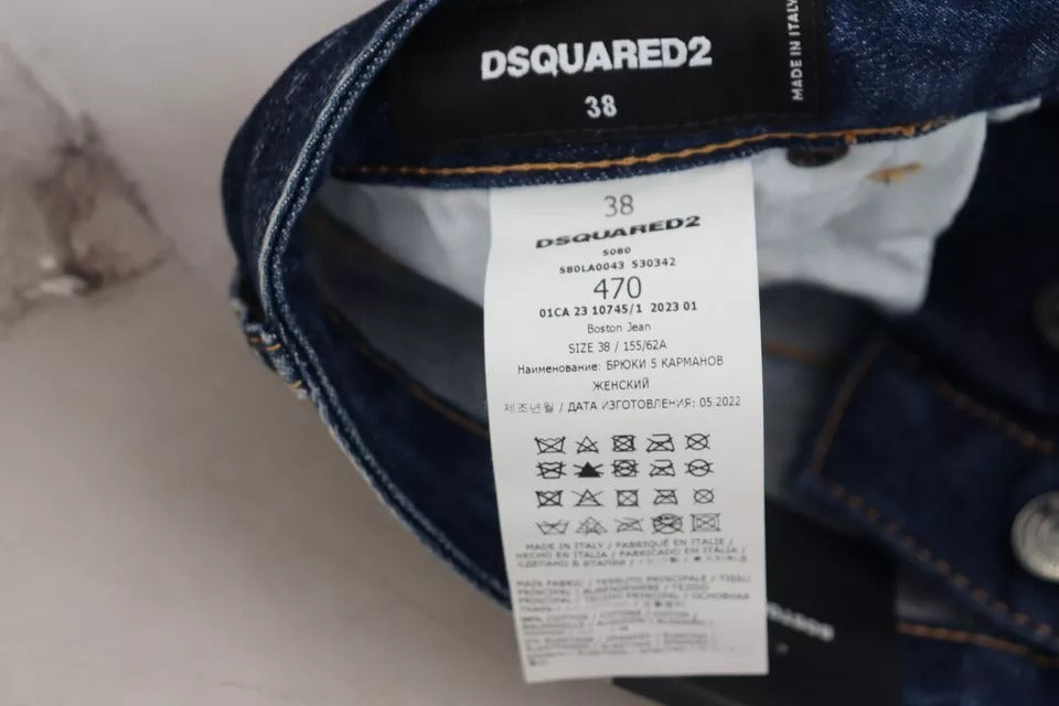 Dsquared² – Blaue Icon – Gerade geschnittene Boston-Jeans aus Denim mit hoher Taille