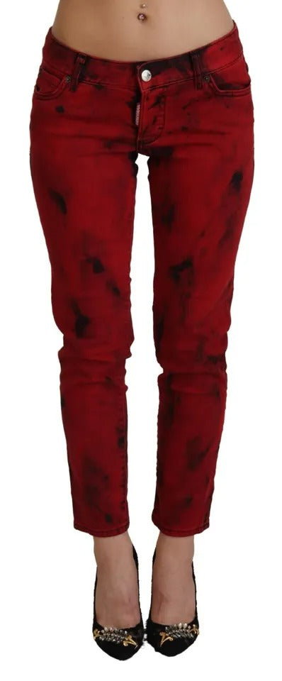 Dsquared² Rote Skinny-Hose aus Baumwollstretch mit niedriger Taille