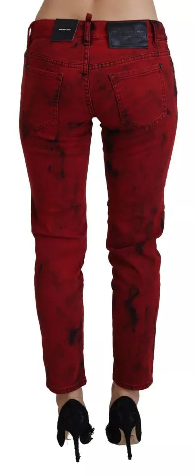 Dsquared² Rote Skinny-Hose aus Baumwollstretch mit niedriger Taille