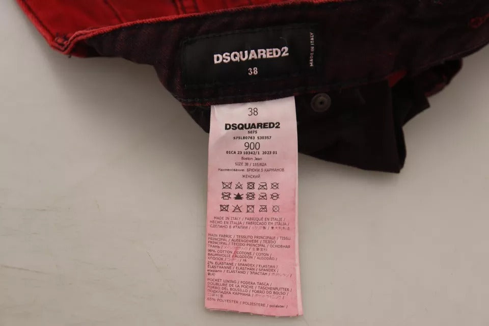 Dsquared² Rote Skinny-Hose aus Baumwollstretch mit niedriger Taille