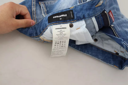 Dsquared² Blaue, verwaschene Jeans aus Baumwolle mit mittlerer Taille