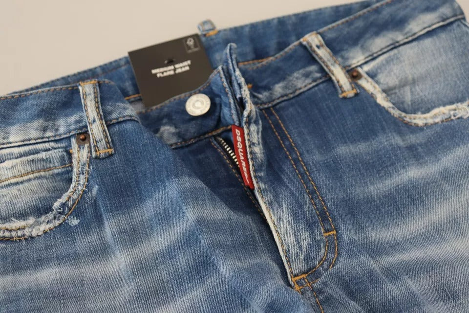 Dsquared² Blaue, verwaschene Jeans aus Baumwolle mit mittlerer Taille