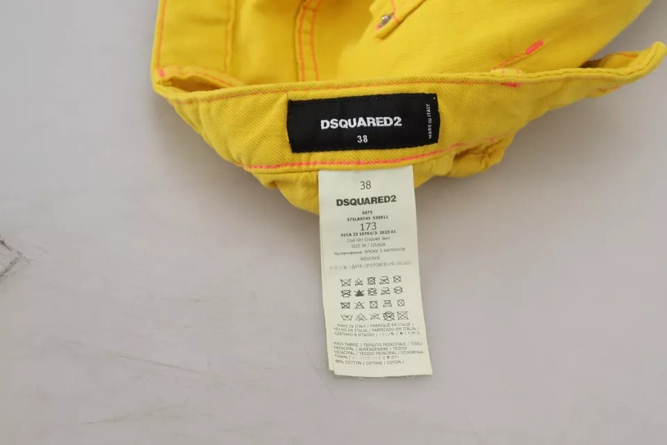 Dsquared² – Cool Girl-Jeans aus Baumwolle mit niedriger Taille und kurzem Schnitt in Gelb