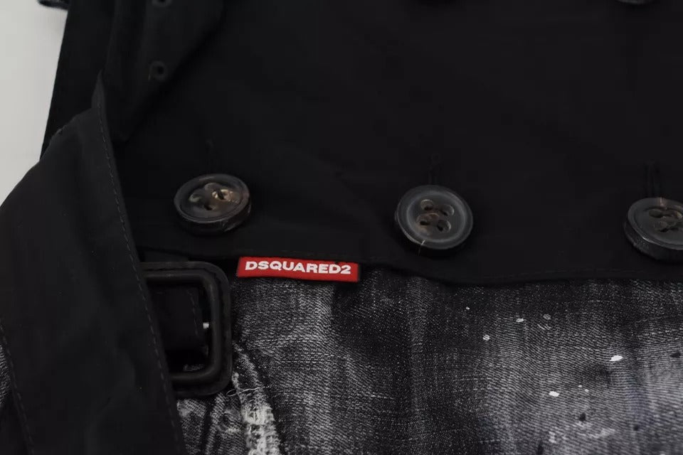 Dsquared² – Schwarzer A-Linien-Jeans-Minirock im Used-Look mit mittelhoher Taille