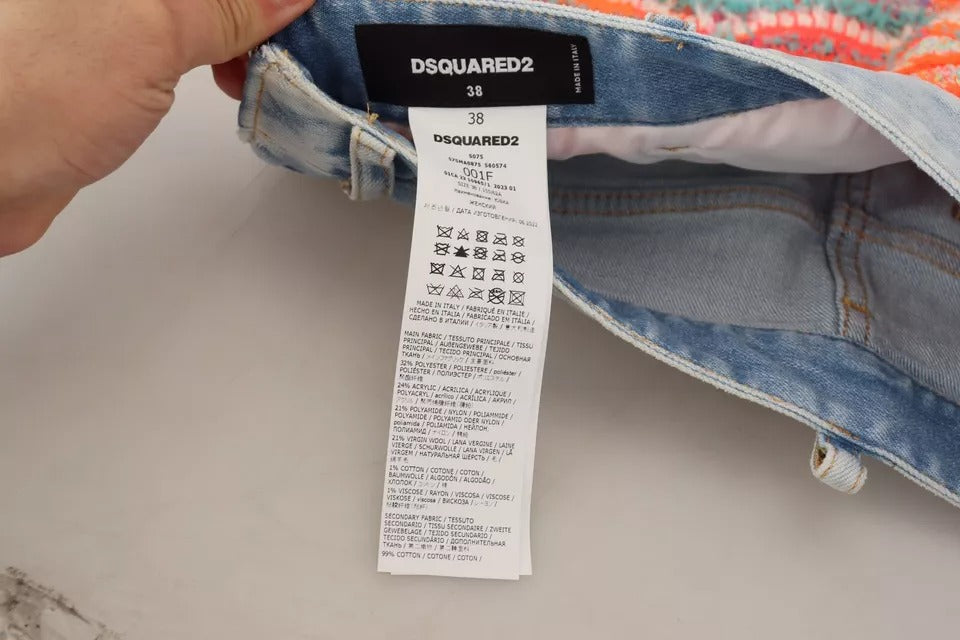 Dsquared² Mehrfarbiger A-Linien-Jeansrock aus Polyester mit niedriger Taille