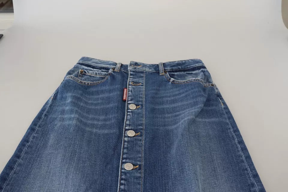 Dsquared² – Blauer Jeansrock im Used-Look mit hoher Taille und Bleistiftschnitt