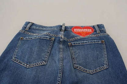 Dsquared² – Blauer Jeansrock im Used-Look mit hoher Taille und Bleistiftschnitt