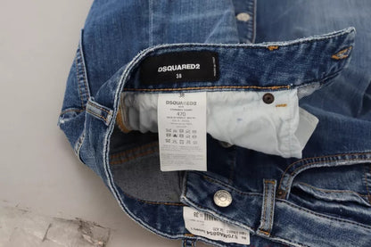 Dsquared² – Blauer Jeansrock im Used-Look mit hoher Taille und Bleistiftschnitt