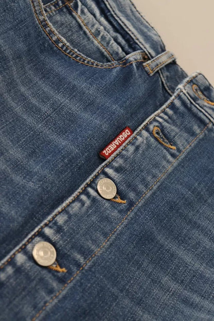 Dsquared² – Blauer Jeansrock im Used-Look mit hoher Taille und Bleistiftschnitt