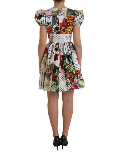 Dolce &amp; Gabbana Mehrfarbiges Patchwork-Minikleid aus Baumwolle im A-Linien-Stil