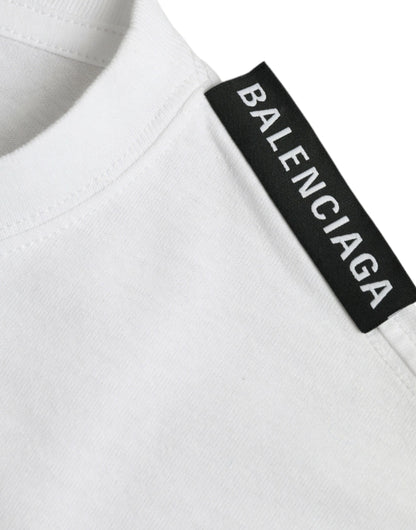 Balenciaga – T-Shirt aus Baumwolljersey mit Rundhalsausschnitt in Off-White
