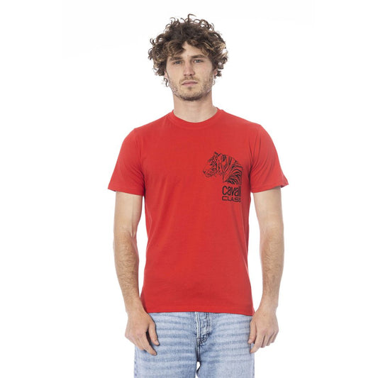 Cavalli Class Rotes Herren-T-Shirt aus Baumwolle