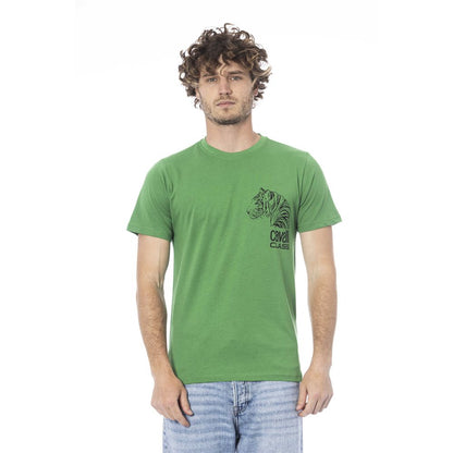 Cavalli Class Grünes Herren-T-Shirt aus Baumwolle
