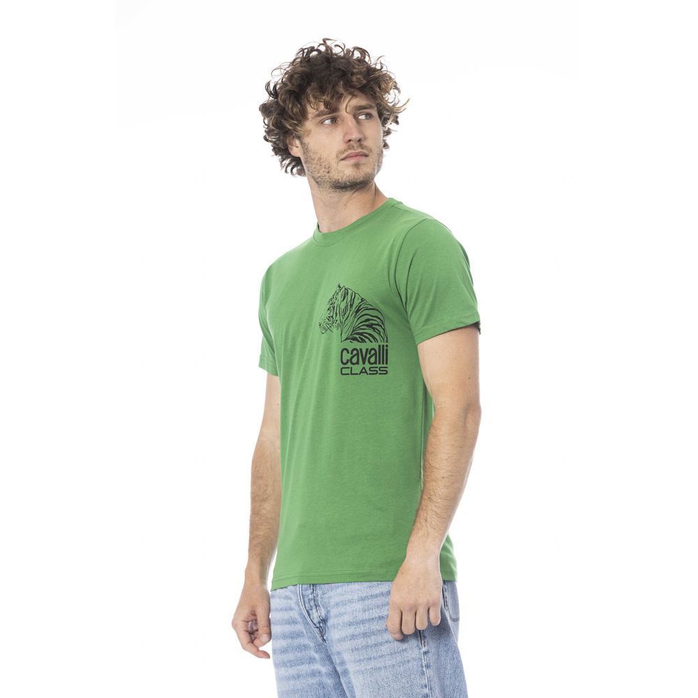 Cavalli Class Grünes Herren-T-Shirt aus Baumwolle