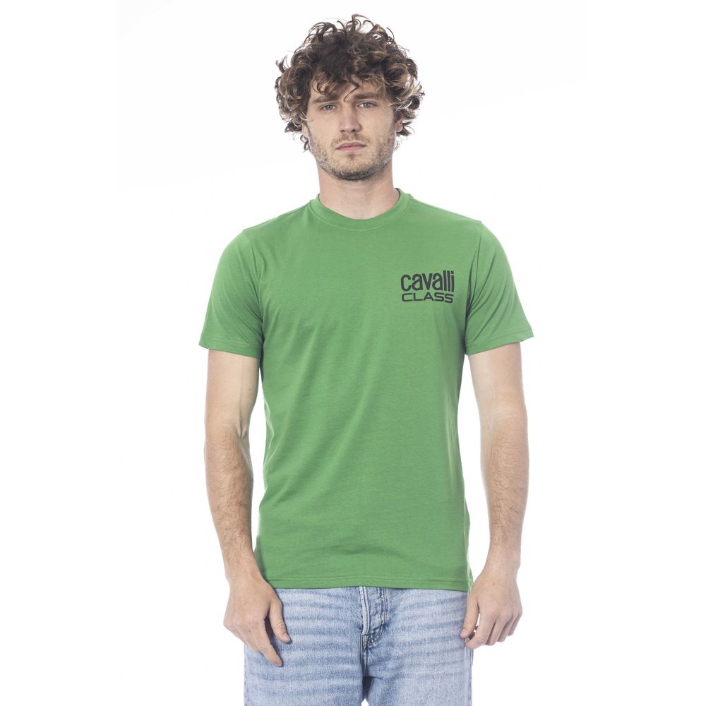 Cavalli Class Grünes Herren-T-Shirt aus Baumwolle