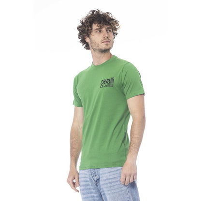 Cavalli Class Grünes Herren-T-Shirt aus Baumwolle