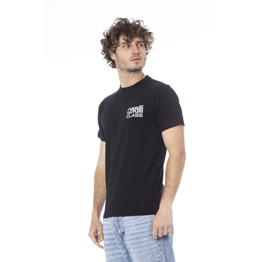 Cavalli Class Schwarzes Herren-T-Shirt aus Baumwolle