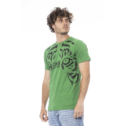 Cavalli Class Grünes Herren-T-Shirt aus Baumwolle